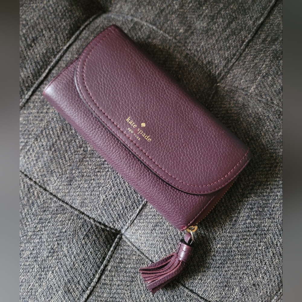 Kate Spade Purple Leather Wallet with Tassel